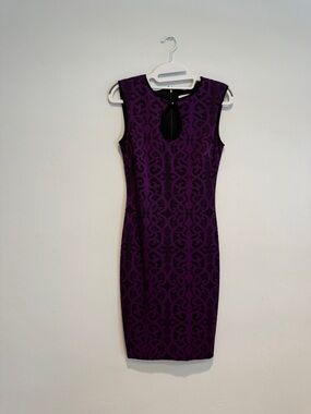 Cache Purple Sleeveless Keyhole Sheath Dress